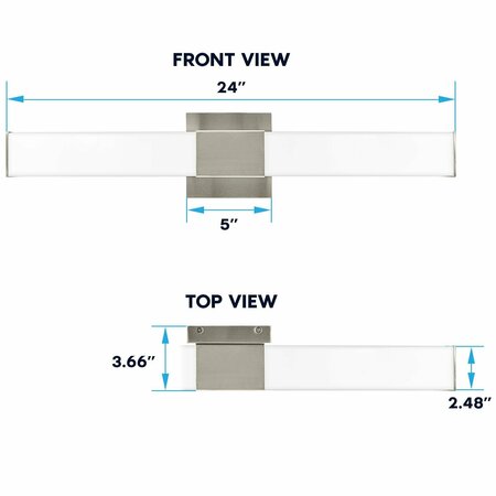 Luxrite 24 Inch Square LED Vanity Light Over Mirror Brushed Nickel 5CCT 2700K-5000K 24W 1500LM Dimmable ETL LR32176-1PK